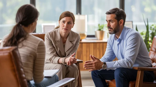 A professional working with her clients