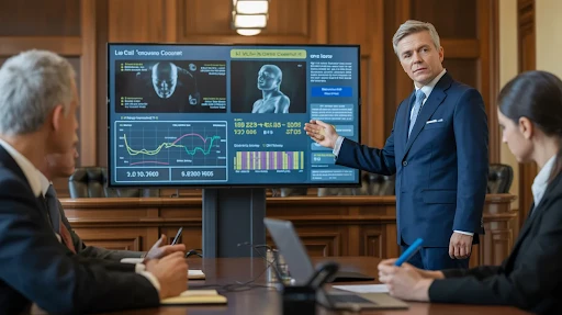 An expert explaining complexities in court