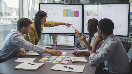 Experts working on a client segmentation strategy