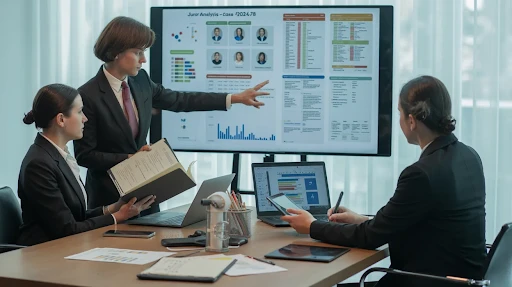 Legal professionals going through juror profiling