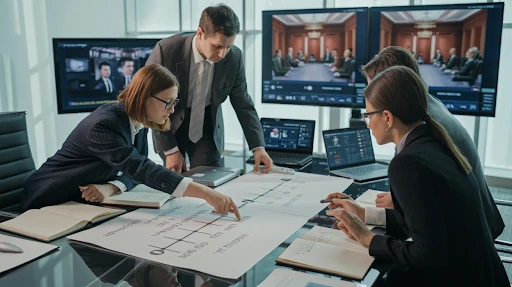 A team of legal experts working on a case
