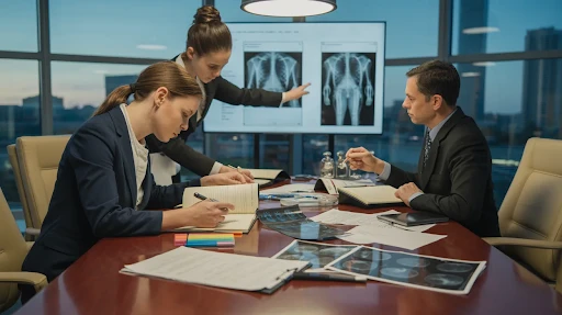 Legal experts working on a medical case