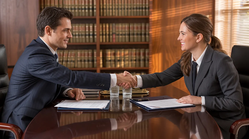 Two legal experts after a successful deal