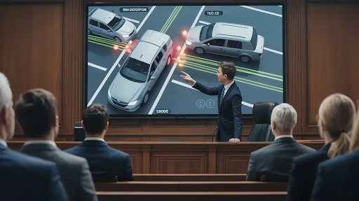 Legal animation in a court of law